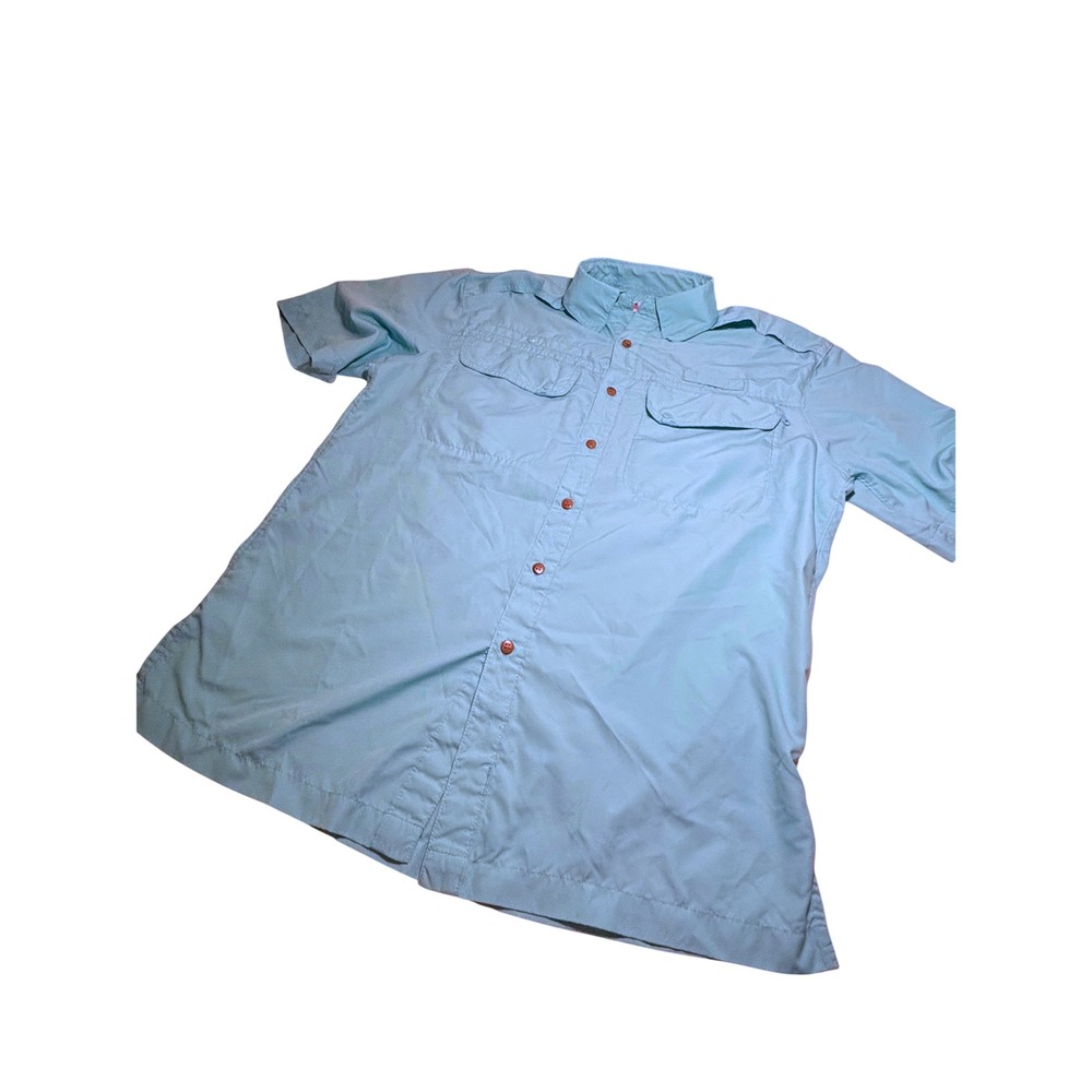 Worldwide Sportsman Mens Short Sleeve Fishing Shirt Light Blue Small Ventilated